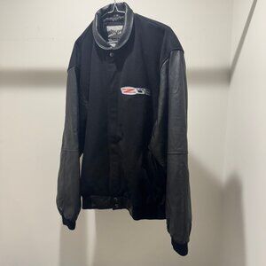 Vintage 2000s Corvette Z06 505 HP Wool Leather Varsity Jacket Size 2XL Black